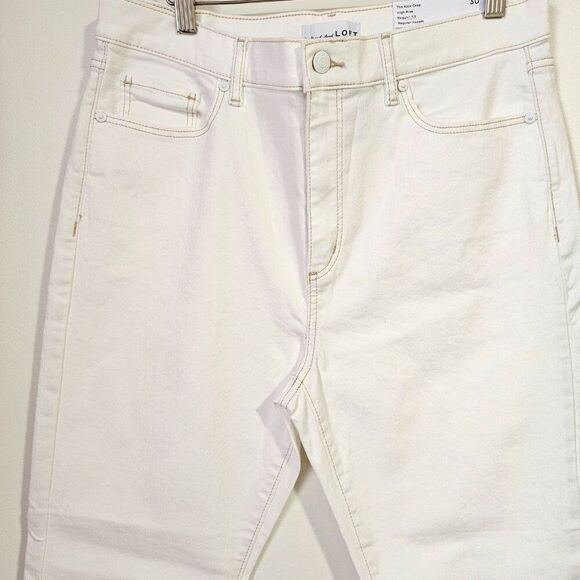 NWT LOFT WHITE/CREAM THE KICK CROP HIGH RISE PANT SIZE 30 - Picture 7 of 15